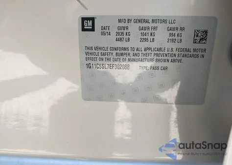 2014 Chevrolet Malibu 1Lt из США, поврежденный, VIN 1G11C5SL7EF302088